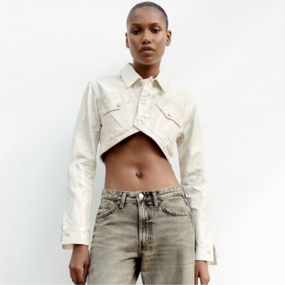 ZARA Metallic Crop Jacket - NWT - Picture 4 of 13
